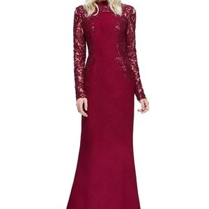 Tadashi Shoji Falicity Maroon Wine Burgundy Red Gown Dress 4 Small